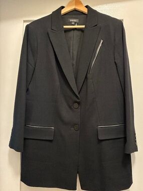 DKNY Black Blazer with faux Leather Trim - size 16